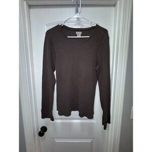 Vintage Polo Jeans Ralph Lauren Waffle Knit Thermal Top Brown XL Y2K